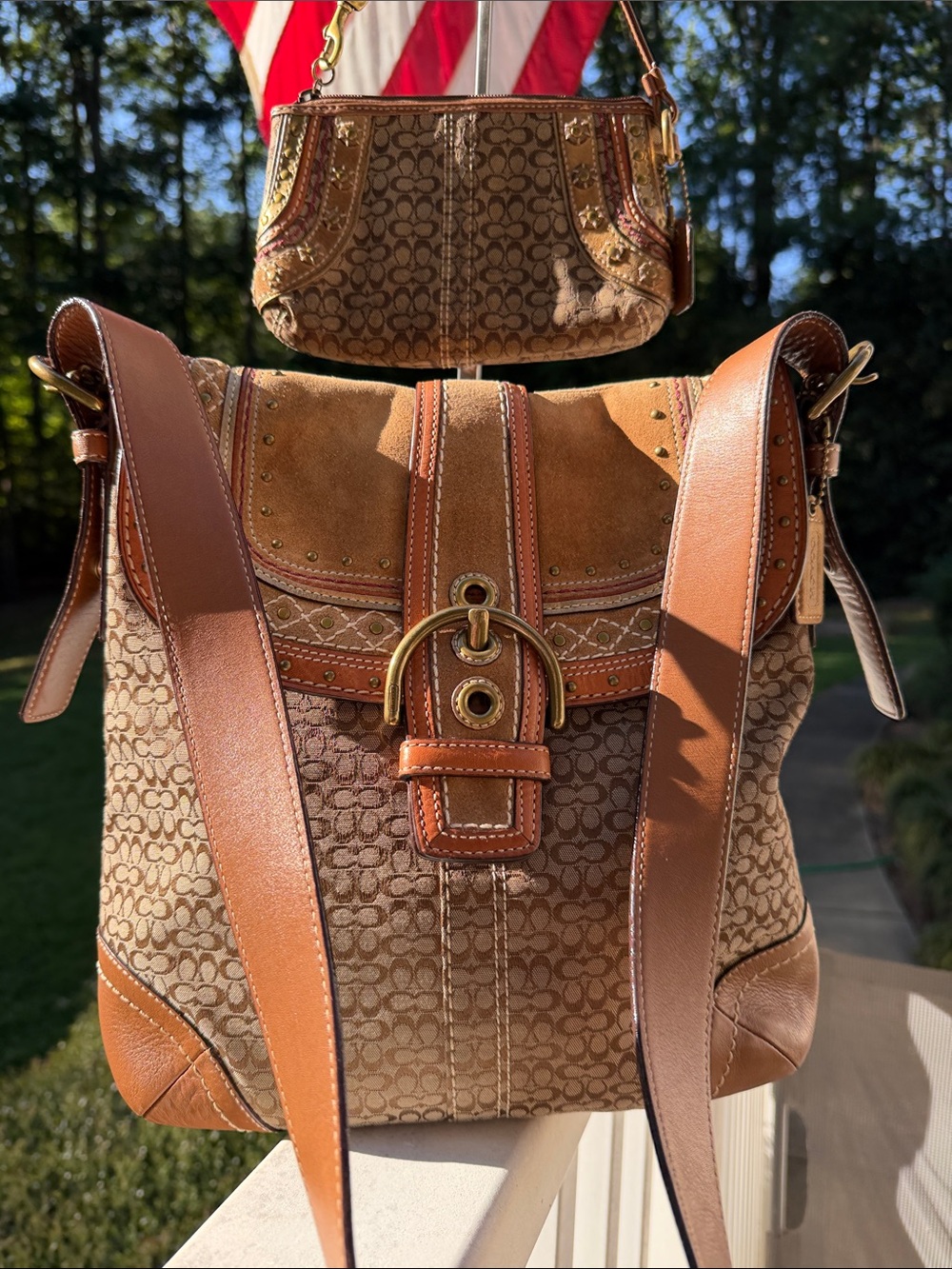 Coach Vintage Signature Soho Crossbody Buckle Suede Studded Bag & Wristlet - Picture 9 of 17